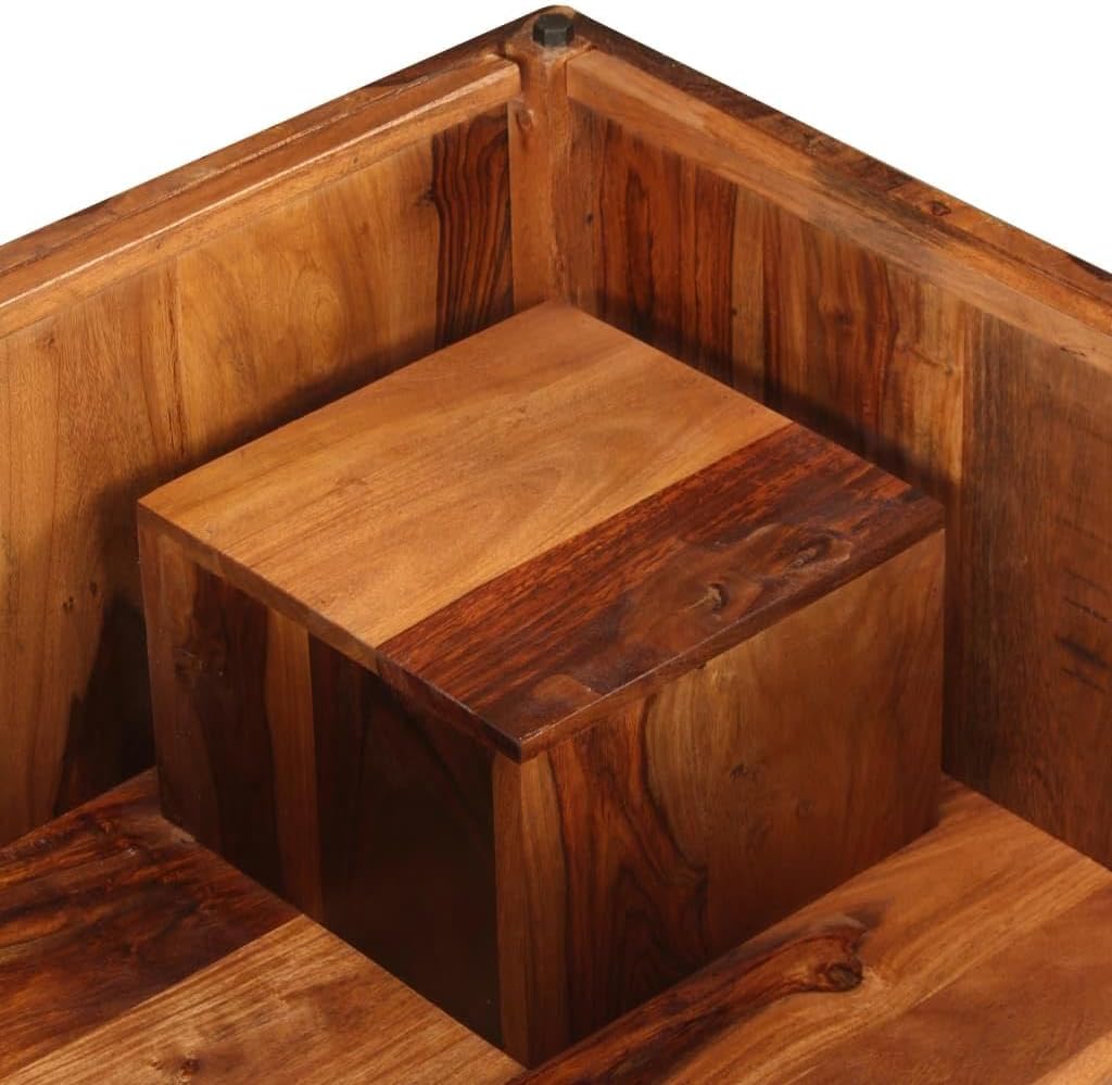 [New Solid Sheesham Wood Coffee Table - 26x28 ft Rustic Wooden Table for Living Roomécor