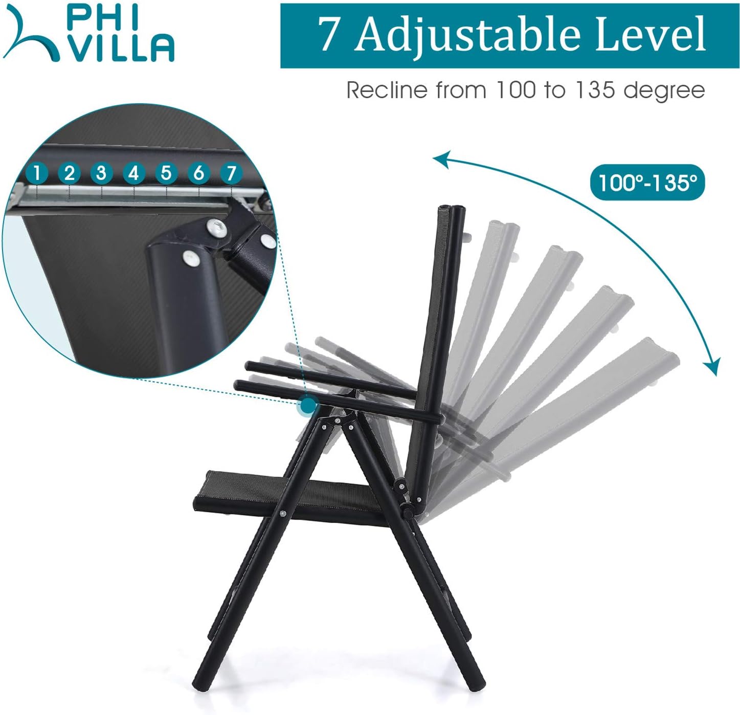 PHI VILLA 5 pcs Patio Dining Sets with 1.57