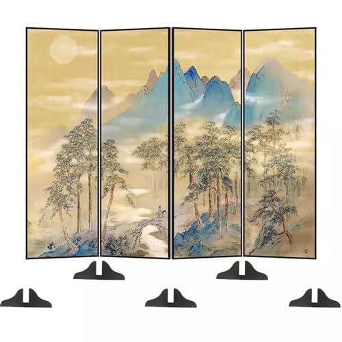 Room Divider Privacy Screen 5.9ft Tall Room Separation Wall Divider, Commercial Home Decorative Temporary Privacy Fence Panels with Removable Base, for Apartments/Teahouse/Restaurant, Black Gold Alumi