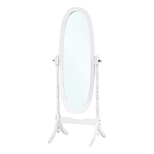 Monarch Solid Wood Oval Cheval Mirror, Antique White