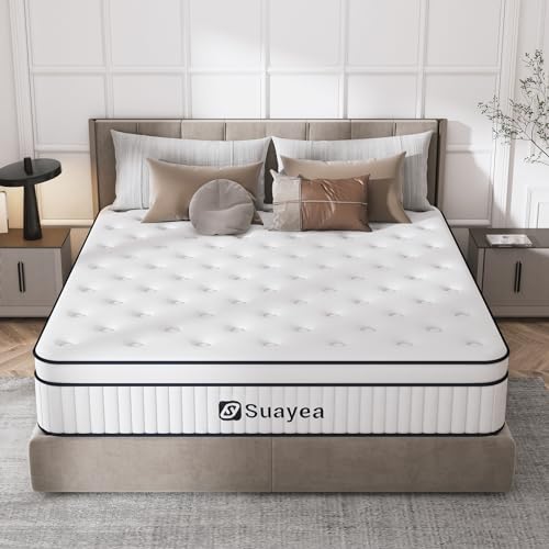 Queen Mattress, Upgrade and Reinforce 12 Inch Queen Size Mattress in a Box, Hybrid Matterss with Pocket Spring and Soft Foam, Ultimate Motion Isolation, Strong Edge Support, Medium Firm