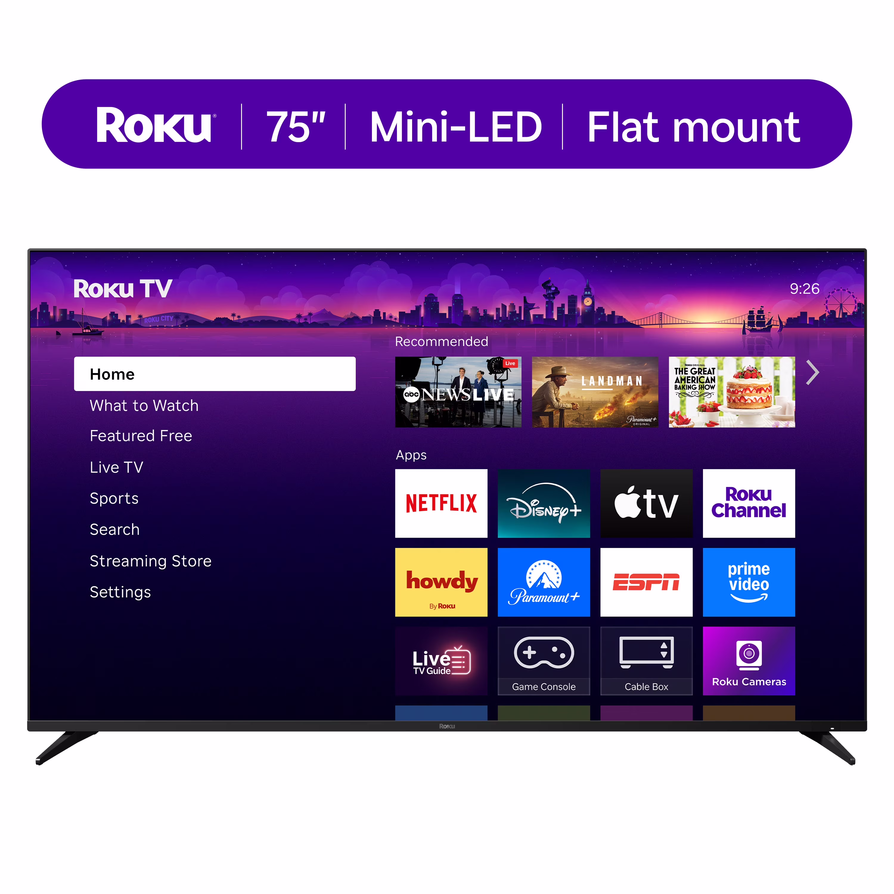 Roku Smart TV 2025 – 75-Inch Pro Series, 4K QLED Mini-LED – Roku TV with Backlit Voice Remote Pro