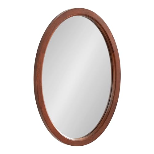 Kate and Laurel Hogan Mid-Century Oval Framed Wall Mirror, 18 x 24, Dark Walnut, Decorative Modern Wood Mirror with Soft Curvature and Oval Shape