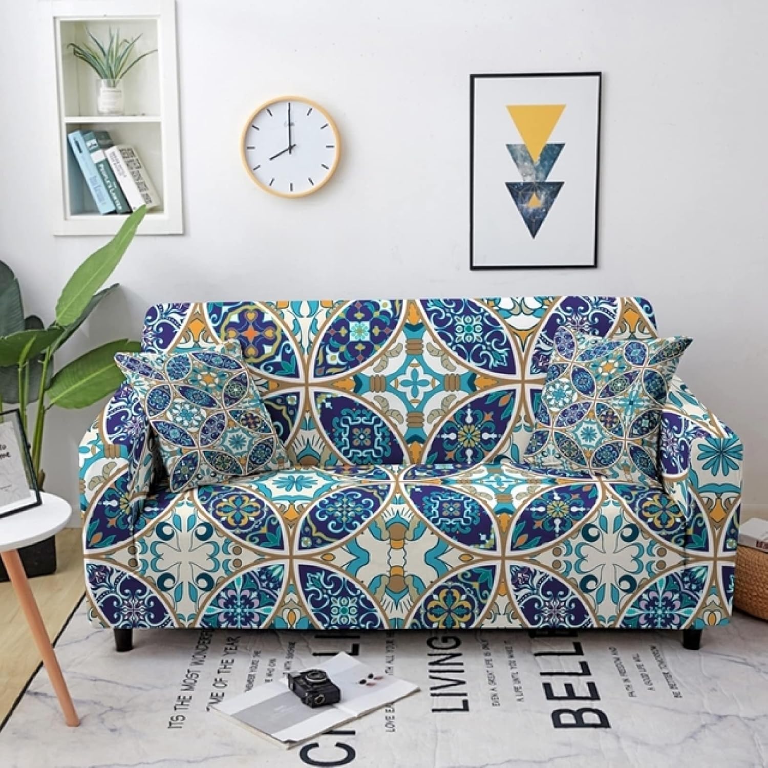 Fashion Home Stretch Slipcover Striped Patterns Sectional Elastic Sofa Cover for Living Room Sectional Couch Furniture Cover 1/2/3/4 Seater