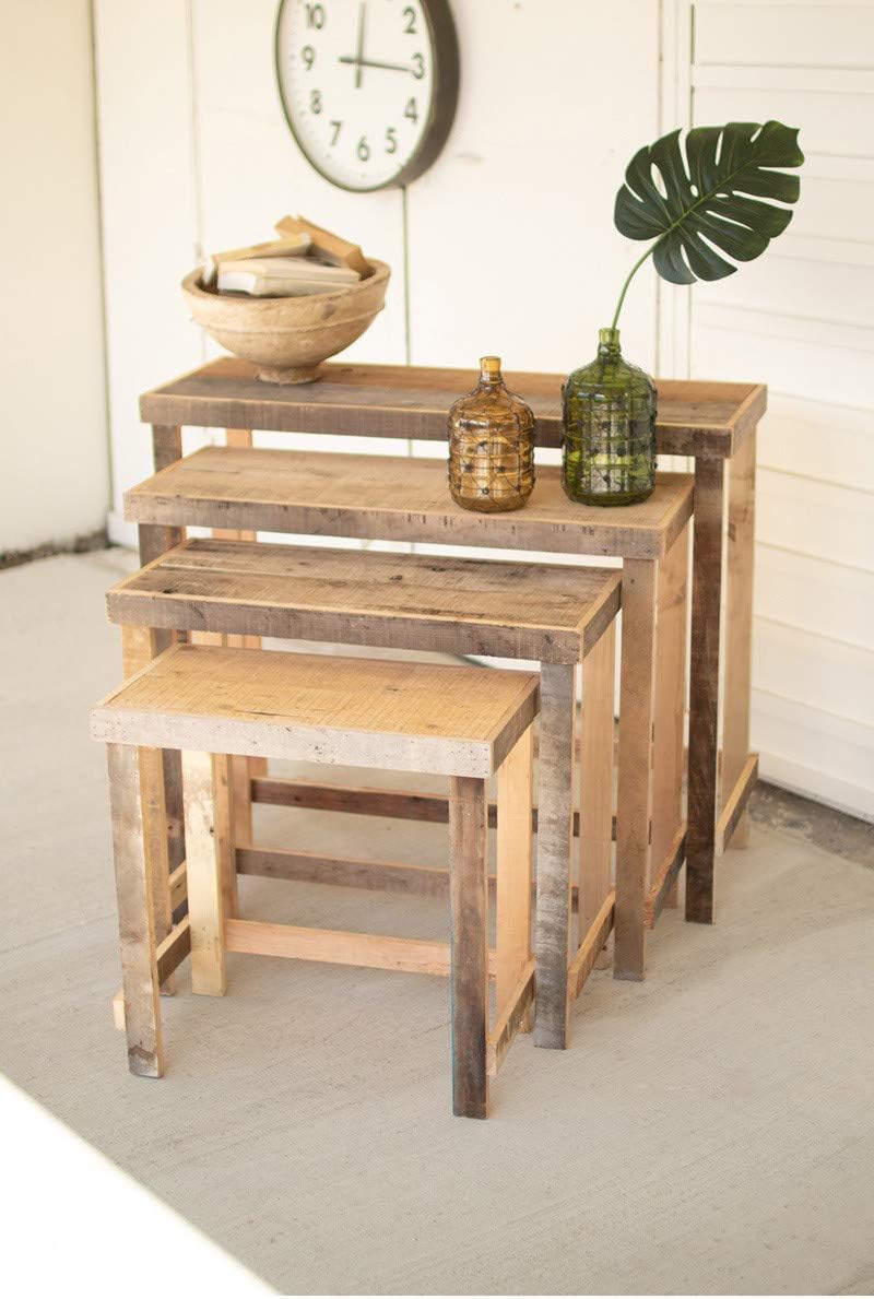 Kalalou Rustic Recycled Wood Console Display Tables, Set of 4