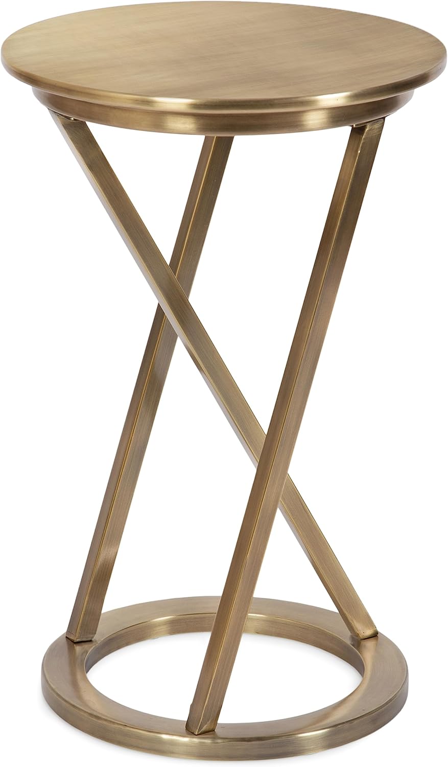 Kate and Laurel Aja Round Metal Side Table with Geometric Slanted Legs and Vintage Finish, 15x15x23, Gold