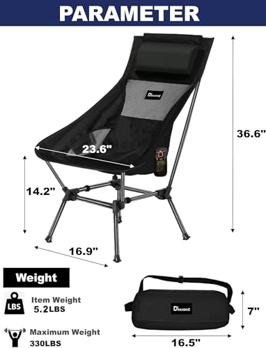 Camping Chair, 2 Way Compact Backpacking Chair, Portable Folding Chair, Beach Chair with Side Pocket and headrest, Lightweight Hiking Chair ZGWB (Coffee)