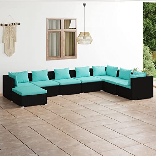 vidaXL 8-Piece Outdoor Lounge Set - Patio Furniture - Brown Poly Rattan - Modular Design - Weather Resistant - Soft Cushions - Home Garden Decor