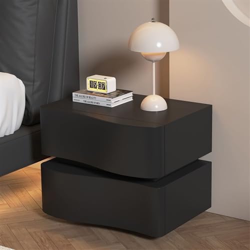 2 Drawer Dresser for Bedroom, Nightstand with 2 Drawers, Small Irregular Side Table，Night Stand for Bedroom (Color : Black, Size : 17.7 * 15.7 * 19.7in)