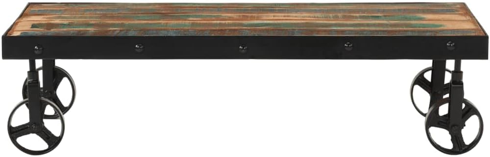 Coffee Table with Wheels Solid Reclaimed Wood 39.4