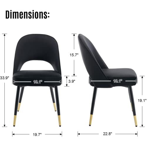 LukeAlon Classic Velvet Dining Chairs Set of 4, Upholstered Open Back Kitchen Chairs with Metal Legs Armless Side Chairs Mid Century Dinner Chairs for Dining Room, Beige