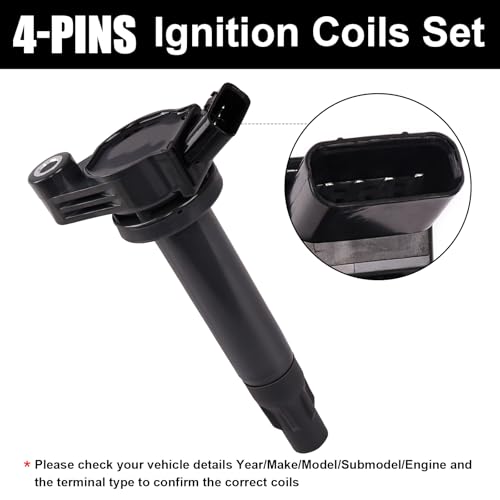 Set of 6 Ignition Coils & Spark Plugs Compatible with Toyota Avalon Camry Highlander Sienna For Lexus RX300 RX330 ES300 ES330 1999 2000 2001 2002 2003 2004 2005 2006 2007 2008 Replaces# UF267 4504