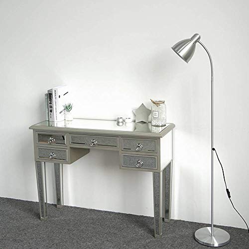 Mirror Table,Mirrored Makeup Vanity Table Desk, 5 Drawer Media Console Table for Women Home Office Writing Desk Modern Media Console Table
