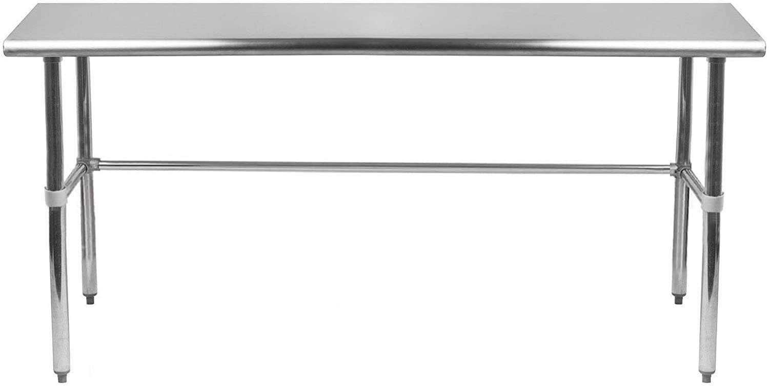 Commercial Stainless Steel Food Prep Work Table with Crossbar Open Base 18 x 72