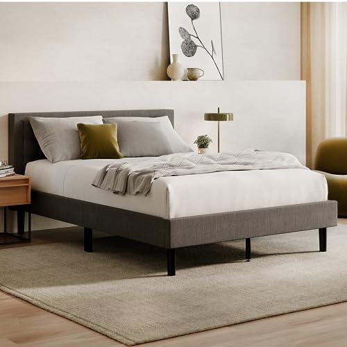 Nectar Cal King Bed Frame & Headboard Bundle with 12 Inch Gel Memory Foam Mattress - Linen Upholstery - 8 Inch Legs - 700 Pound Weight Limit