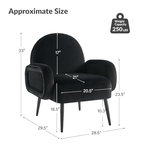 HULALA HOME Velvet Accent Chair with Padded Arms, Upholstered Armchair with Metal Legs, Accent Corner Chair for Living Room, Bedroom, Reading Nook, Mustard