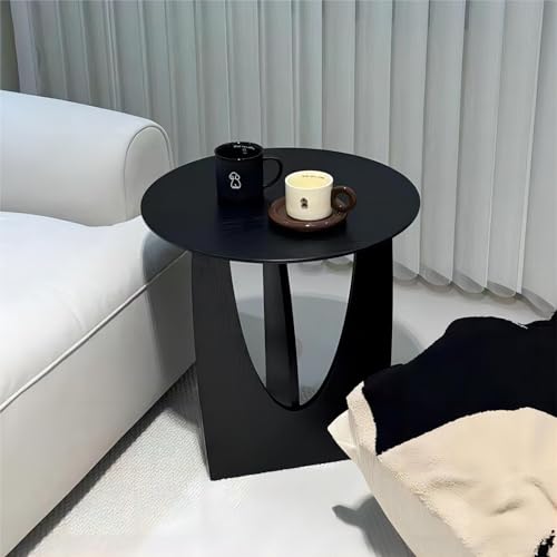 Round Solid Wood Side Table, Scandinavian 20in Solid Wood Coffee Table, Sofa End Tables, Nightstand for Living Room, Bedroom and Office (Color : Brown)