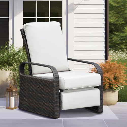 ATR ART TO REAL Indoor Outdoor All-Weather PE Wicker Adjustable Reclining Lounge Chair with Durable Aluminum Frame and Removable Soft Cushion, Luxury Comfortable for Home Reading Sunbathing