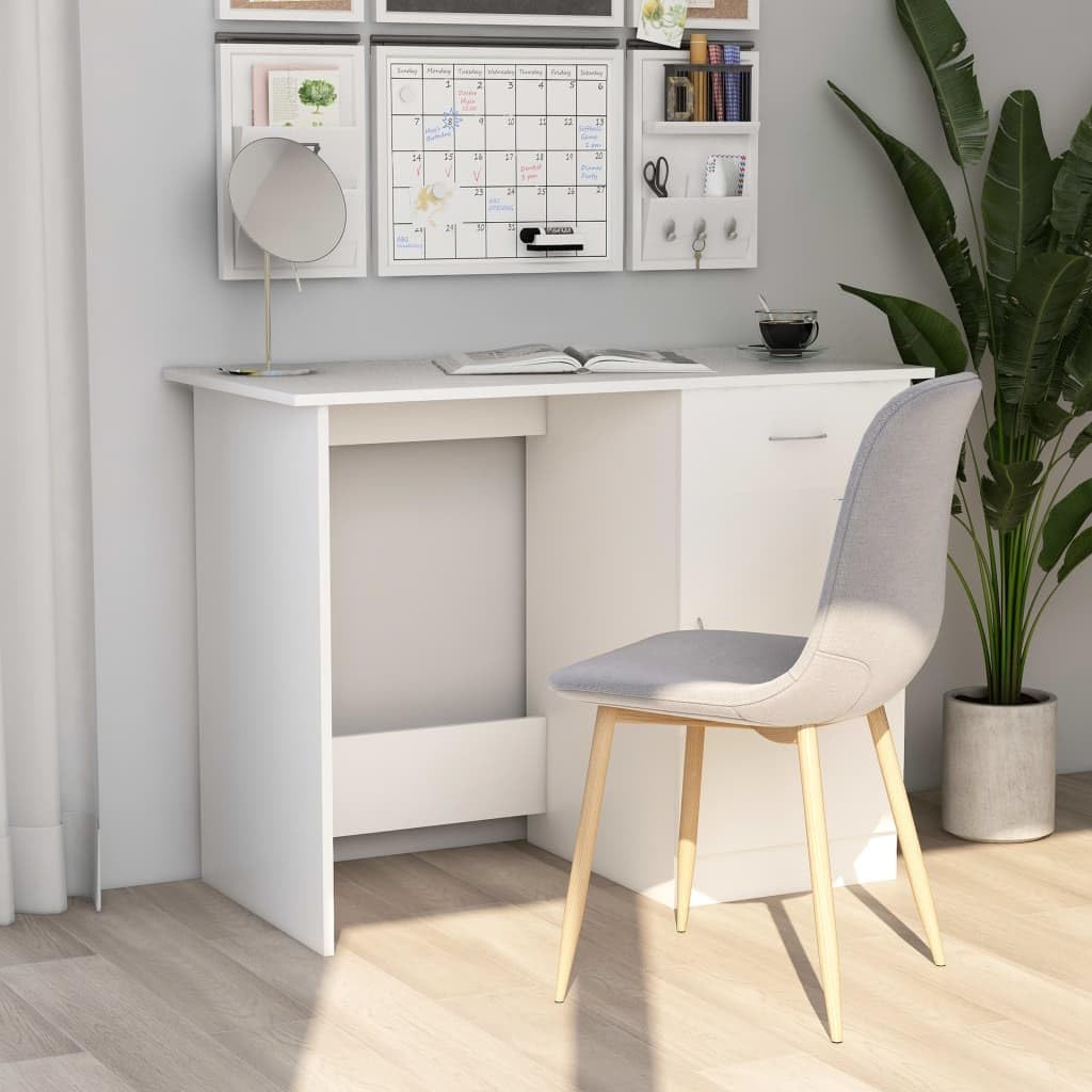 vidaXL Modern Desk in White | Compact 39.4