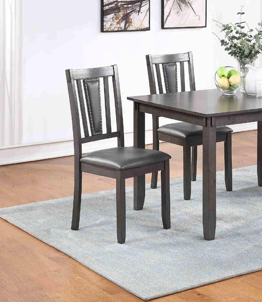 Modern Grey Finish Dining Table Set with 4 Kitchen Breakfast Table with Wooden Top Soft Cushion Chairs Dining Room Furniture