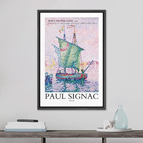 SIGNLEADER Framed Canvas Print Wall Art Geometric Pastel Navy Blue Vintage Circle Collage Abstract Shapes Illustrations Modern Art Decorative Minimal for Living Room, Bedroom, Office - 16