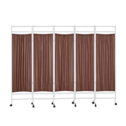 5 Panels Folding Privacy Screens - Freestanding Portable Partition - Room Dividers Wall with Lockable Wheels- 5.9ft Tall Wall Divider and Separator for Commercial, Home Use (Color : Blue, Size : 5 p