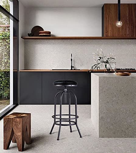 LOKKHAN 32 Inch Vintage Industrial Bar Stool-Swivel Upholstered Metal Bar Height Adjustable Kitchen Counter Breakfast Cafe Stools 2 Pack-Extra Tall 26