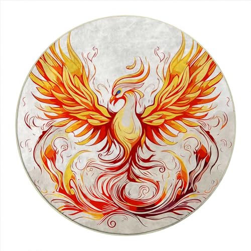 Round Rug 44 in Watercolor Floral Office Desk Chair Mat Blue White Chair Mat for Plush Pile Carpets Chair Mat for Carpeted Floor Low Pile Office