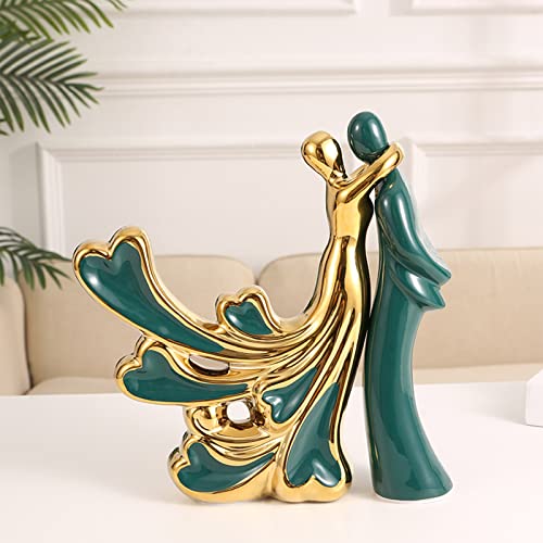 Modern Abstract Art Ceramic Statue Home Decoration-Couple Lover，Collectible Figurines Sculpture Decoration Ornaments for Living Room(Lovers)