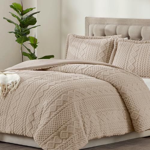 satisomnia Queen Comforter Set - Grey Fleece Comforters Queen Full Size, Fluffy Warm Comforter 3 Pieces, Soft Lightweight Bedding Comforter All Seasons, Bed Set (1 Comforter & 2 Shams)