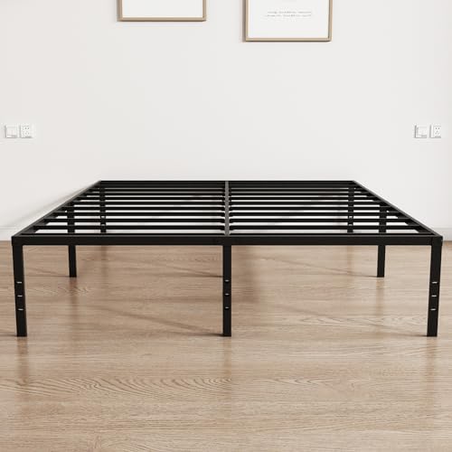 Full Size Bed Frame 14 inch High Metal Platform Heavy Duty Full Bed Frame Sturdy Steel Slat Support Foundation Bed Frames No Box Spring Needed, Under Bed Storage, Easy Assembly