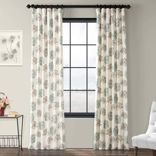 HPD Half Price Drapes Printed Floral Curtains 96 Inches Long Luxury Cotton Curtains (1 Panel) Room Darkening Window Curtains for Bedroom & Living Room, 50W x 96L, Floral Garden