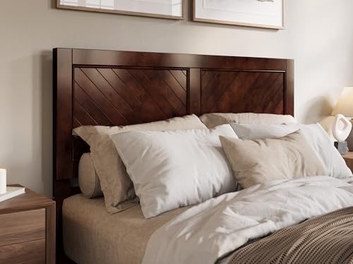 AFI, Berkshire Queen Solid Wood Low Profile Platform Bed with Matching Footboard, Walnut