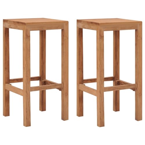 Bar Stools 2 pcs Solid Wood Teak,Colonial Style Bar Stools in Durable Teak Wood for Home Interiors Home Bar Furniture