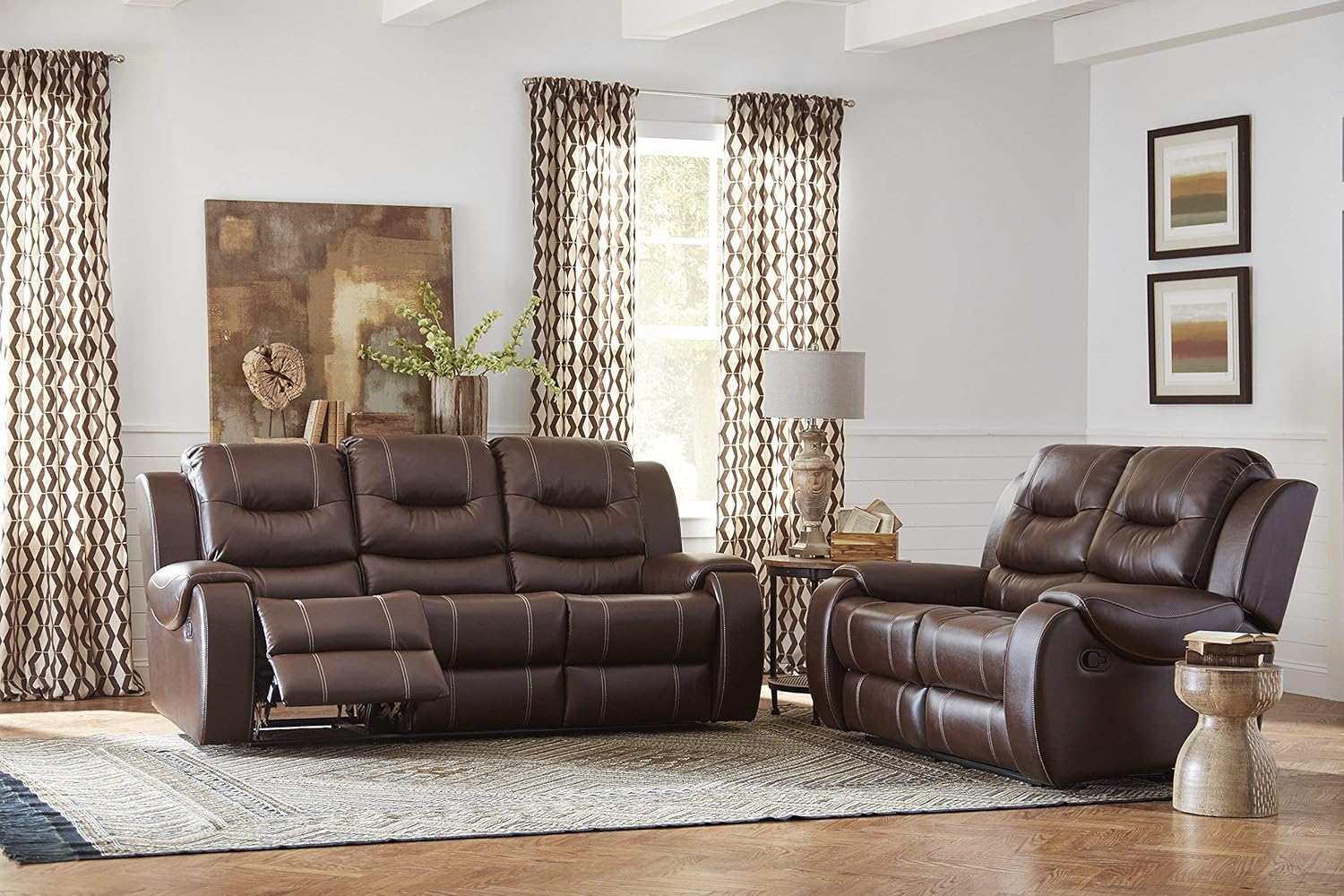 Cambridge Clark Double Reclining Love Seats Living Room Furniture, Brown