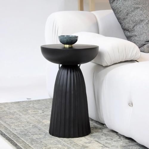 East at Main Indigo Road by Egypt Sherrod Cinched Metal Round Pedestal Accent Table (Black)