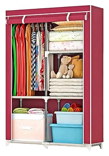 Portable Closets Portable Wardrobe Cloth Wardrobe Wardrobe Bedroom Small Thickened Bedroom Dormitory Household Single Clothes Storage Cabinet Rental Room Simple Fabric,D Portable Cloth Hanger -A-98X46