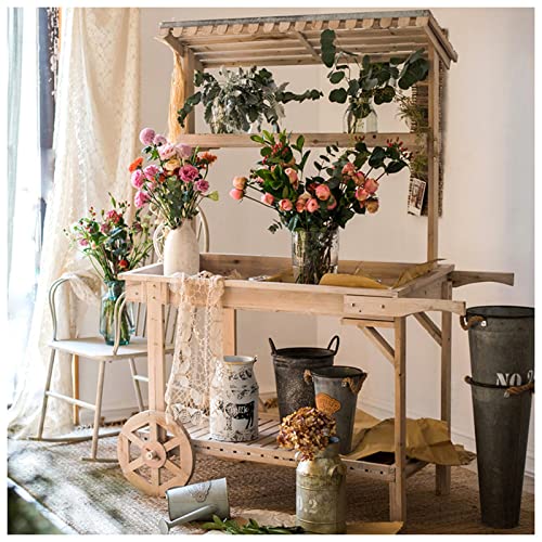 Outdoor Potting Bench Table Garden Work Bench Wooden Garden Potting Bench Decorate Plant Gardening for Patio Courtyards Balcony