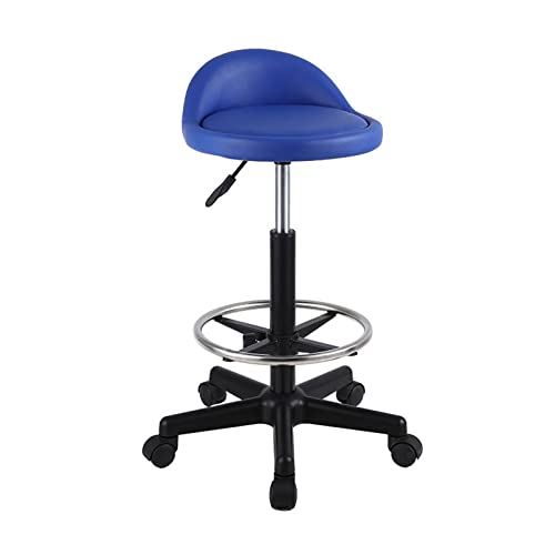 Swivel Stool Round Rolling Stool, Pu Leather Swivel Stool, Salon Stool, Adjustable Swivel Hydraulic Gas Lift Stool,Massage Chair with Back and Wheels Footrest,Black