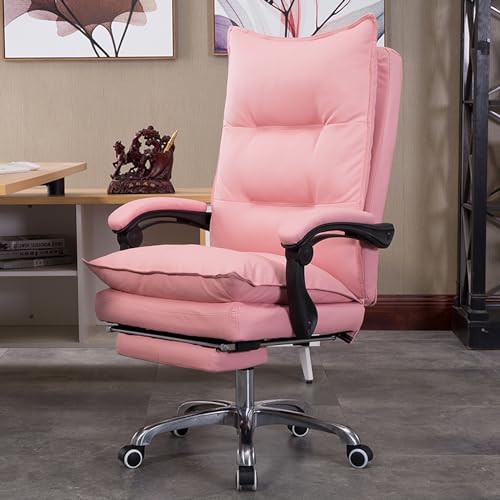 Office Chair, Home Desk Chair Comfortable Executive Office Chairs, PU Leather Ergonomic Computer Chair with Linkage Armrest, 360° Swivel Chair Adjustable Height (Color : White)