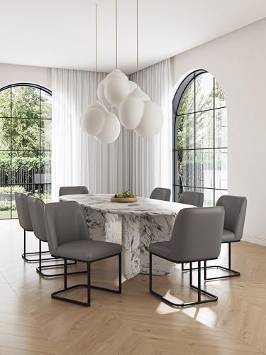 Manhattan Comfort Serena Modern Faux Leather Dining Chair, Armless Seat Ideal for Kitchen and Home Office, Set of 1, Cream