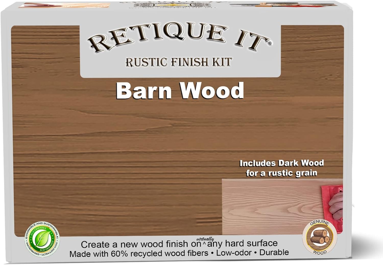 Retique It Gel Stain Liquid Wood Kits Real Paintable Wood. Great Companion to Chalk Finish Paint, Milk Paint, Furniture Paint. (1x Reg, Rustic Finish, 35 Barn Wood)