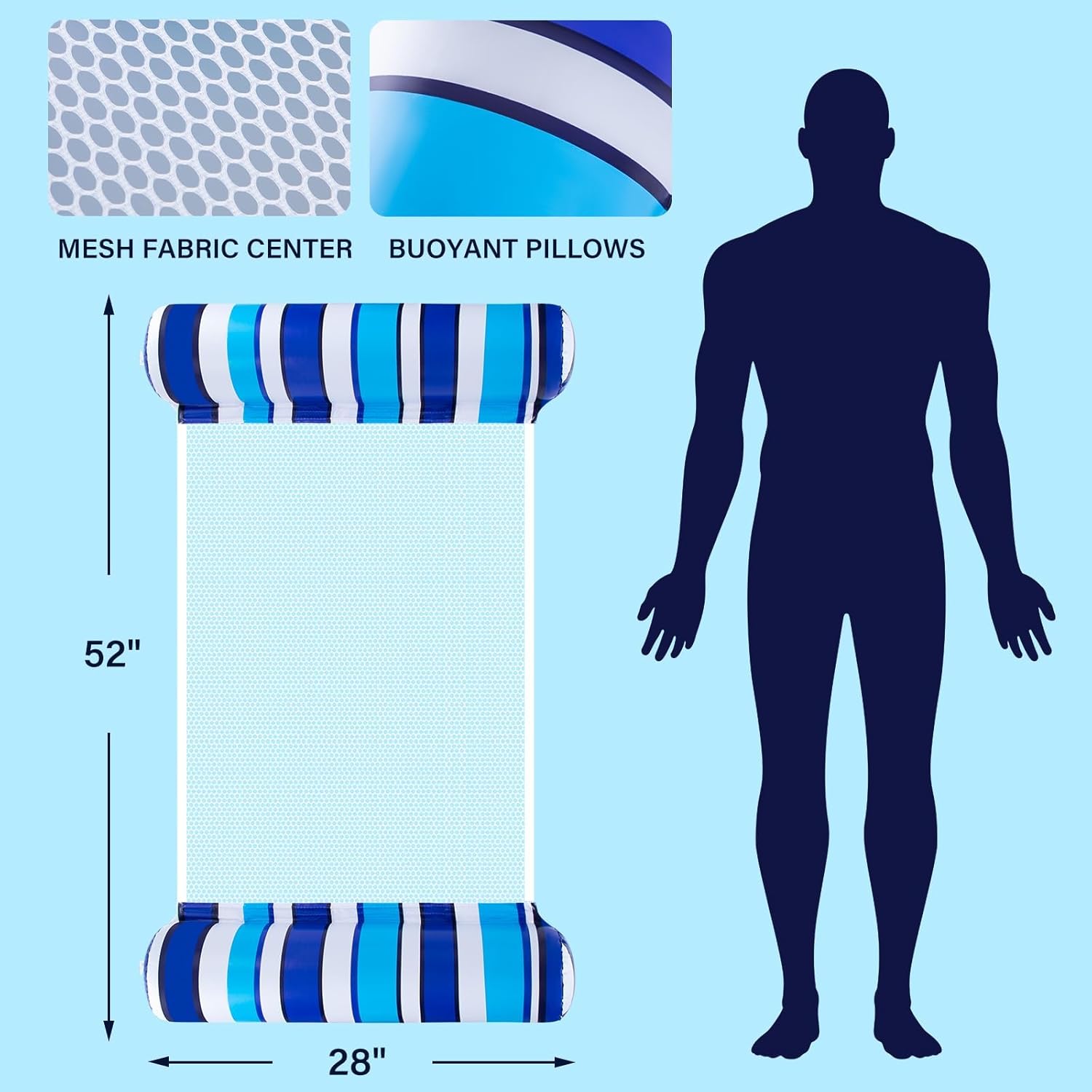 Inflatable Pool Floats Hammock, 4-in-1 Water Pool Floats Adult, Multi-Purpose Inflatable Hammock (Saddle, Lounge Chair, Hammock, Drifter), Pool Float for Swimming Pool, Beach, Rest, Outdoor