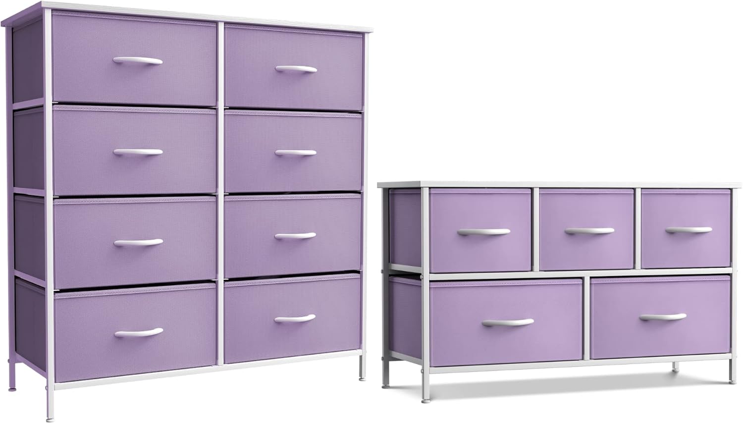 Sorbus Kids Dresser with 8 Drawers and 5 Drawer TV Stand Bundle - Matching Furniture Set - Storage Unit Organizer Chests for Clothing - Bedroom, Kids Rooms, Nursery, & Closet (Purple)