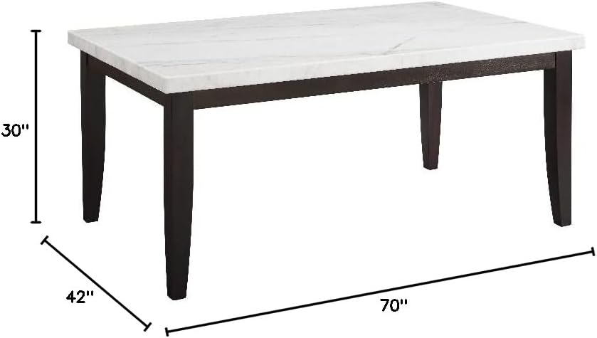 Steve Silver Francis Rectangular Dark Cherry and White Marble Top Dining Table