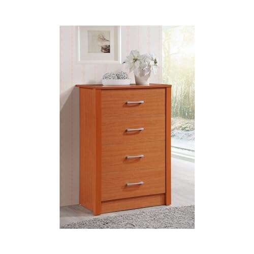 HODEDAH 4-Drawer Chest Dresser, 40.3 in. H x 27.5 in. W x 15.5 in. D, Beech