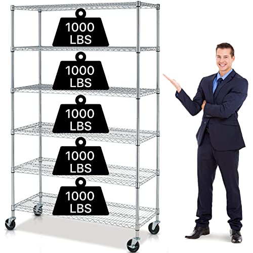 Dkelincs 6 Tier Wire Shelving Unit with Wheels 48