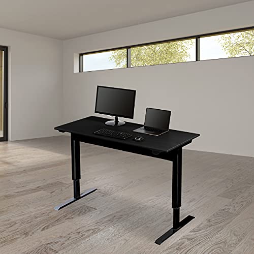 S STAND UP DESK STORE Pneumatic Adjustable Height Standing Desk Computer Workstation (Black Frame/Matte Black Top, 48in Wide