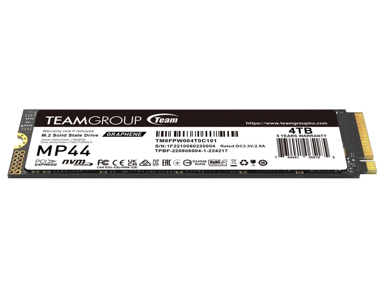 Team Group MP44 4TB PCIe 4.0 x4 NVMe M.2 2280 SSD for Laptop, Desktop, NUC & NAS, R/W Speed up to 7,400/6,900MB/s