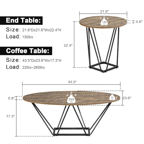 Round Side Table Set of 2, 20